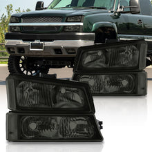 Load image into Gallery viewer, Chevrolet Silverado 2003-2006 Factory Style Headlights + Bumpers Chrome Housing Smoke Len Clear Reflector
