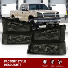 Load image into Gallery viewer, Chevrolet Silverado 2003-2006 Factory Style Headlights + Bumpers Chrome Housing Smoke Len Clear Reflector
