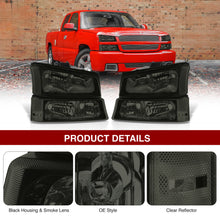 Load image into Gallery viewer, Chevrolet Silverado 2003-2006 Factory Style Headlights + Bumpers Chrome Housing Smoke Len Clear Reflector
