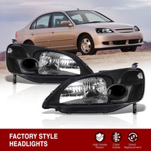 Load image into Gallery viewer, Honda Civic 2/4Door 2001-2003 Factory Style Headlights Black Housing Clear Len Clear Reflector
