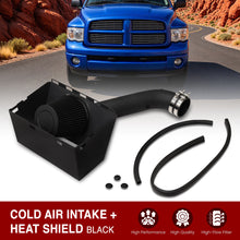 Load image into Gallery viewer, Dodge Ram 1500 2500 3500 4.7L 5.7L V8 2002-2008 Cold Air Intake Black + Heat Shield
