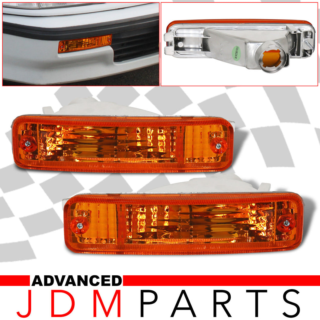 Honda Civic 88-89 3 Door Bumper Light Chrome Housing Amber Lens