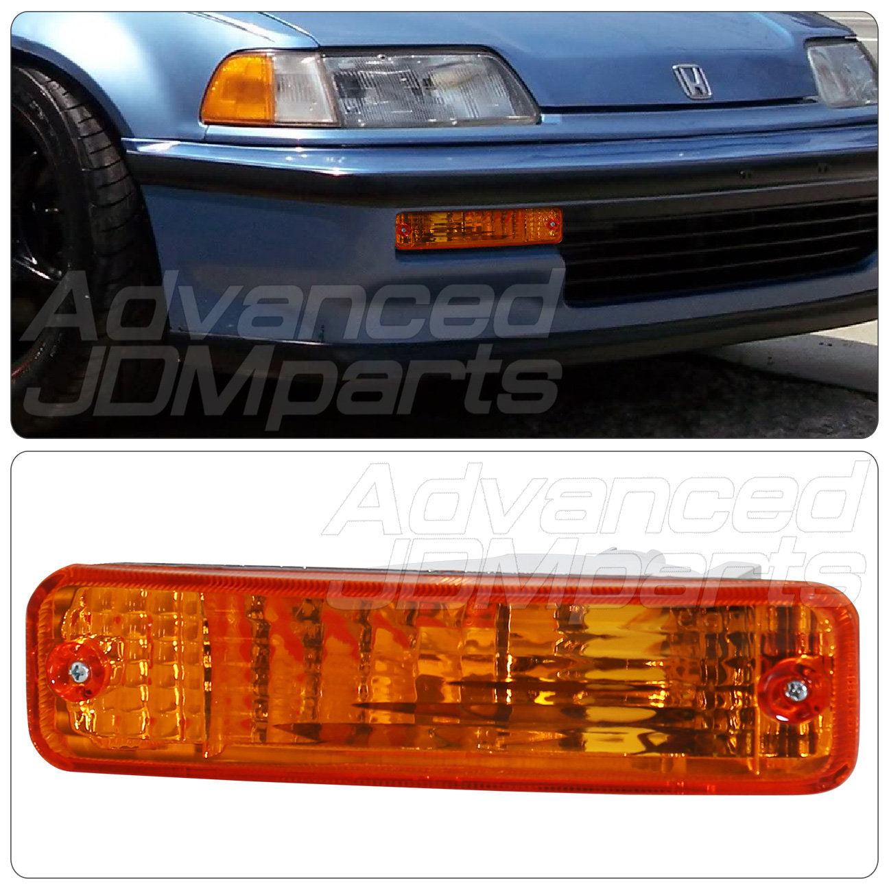 Honda Civic 88-89 3 Door Bumper Light Chrome Housing Amber Lens
