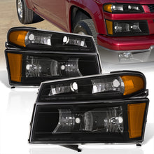 Load image into Gallery viewer, Chevrolet Colorado 2004-2012 Factory Style Headlights + Bumpers Black Housing Clear Len Amber Reflector
