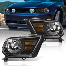 Load image into Gallery viewer, Ford Mustang 2010-2014 Factory Style Headlights Black Housing Clear Len Amber Reflector
