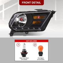 Load image into Gallery viewer, Ford Mustang 2010-2014 Factory Style Headlights Black Housing Clear Len Amber Reflector
