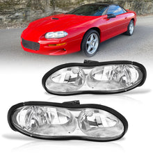 Load image into Gallery viewer, Chevrolet Camaro 1998-2002 Factory Style Headlights Chrome Housing Clear Len Chrome Reflector
