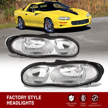 Load image into Gallery viewer, Chevrolet Camaro 1998-2002 Factory Style Headlights Chrome Housing Clear Len Chrome Reflector
