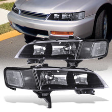 Load image into Gallery viewer, Honda Accord 1994-1997 Factory Style Headlights + Corners Black Housing Clear Len Clear Reflector
