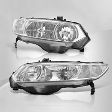 Load image into Gallery viewer, Honda Civic Coupe 2006-2011 Factory Style Headlights Chrome Housing Clear Len Clear Reflector
