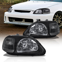 Load image into Gallery viewer, Honda Civic 1996-1998 Factory Style Headlights Black Housing Clear Len Clear Reflector
