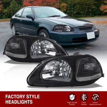 Load image into Gallery viewer, Honda Civic 1996-1998 Factory Style Headlights Black Housing Clear Len Clear Reflector
