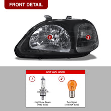 Load image into Gallery viewer, Honda Civic 1996-1998 Factory Style Headlights Black Housing Clear Len Clear Reflector
