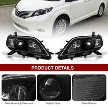 Load image into Gallery viewer, Toyota Sienna 2011-2020 Factory Style Headlights Black Housing Clear Len Clear Reflector
