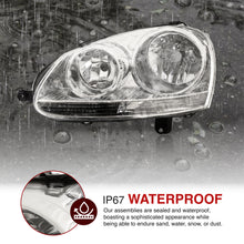 Load image into Gallery viewer, Volkswagen Golf 2006-2008 / Rabbit 2006-2008 / Jetta 2006-2010 Factory Style Headlights Chrome Housing Clear Len Clear Reflector (Halogen Models Only)
