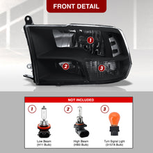 Load image into Gallery viewer, Dodge Ram 1500 2009-2018 / Ram 2500 3500 2010-2018 / Ram 4500 5500 2011-2018 / Ram 1500 Classic 2019-2023 Factory Style Quad Headlights Black Housing Clear Len Clear Reflector (Halogen Models Only)
