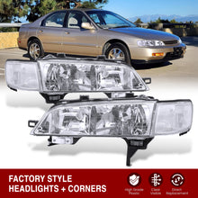 Load image into Gallery viewer, Honda Accord 1994-1997 Factory Style Headlights + Corners Chrome Housing Clear Len Clear Reflector
