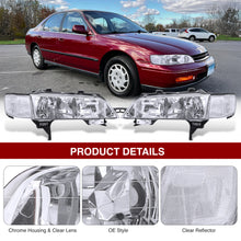 Load image into Gallery viewer, Honda Accord 1994-1997 Factory Style Headlights + Corners Chrome Housing Clear Len Clear Reflector
