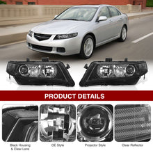 Load image into Gallery viewer, Acura TSX 2004-2008 Factory Style Headlights Black Housing Clear Len Clear Reflector
