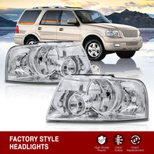Load image into Gallery viewer, Ford Expedition 2003-2006 Factory Style Headlights Chrome Housing Clear Len Clear Reflector
