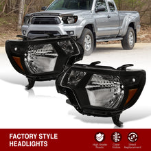 Load image into Gallery viewer, Toyota Tacoma 2012-2015 Factory Style Headlights Black Housing Clear Len Amber Reflector
