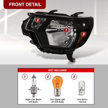Load image into Gallery viewer, Toyota Tacoma 2012-2015 Factory Style Headlights Black Housing Clear Len Amber Reflector
