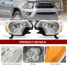 Load image into Gallery viewer, Toyota Tacoma 2012-2015 Factory Style Headlights Chrome Housing Clear Len Amber Reflector
