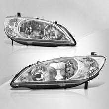 Load image into Gallery viewer, Honda Civic 2004-2005 Factory Style Headlights Chrome Housing Clear Len Clear Reflector
