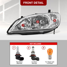 Load image into Gallery viewer, Honda Civic 2004-2005 Factory Style Headlights Chrome Housing Clear Len Clear Reflector
