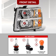 Load image into Gallery viewer, Chevrolet Silverado 2007-2013 Factory Style Headlights Chrome Housing Clear Len Amber Reflector
