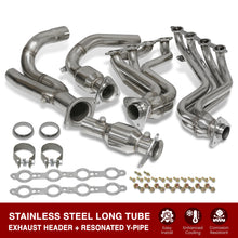 Load image into Gallery viewer, Chevrolet Silverado 1500 1999-2006 / Avalanche 1500 2002-2005 / Suburban 1500 2000-2004 / Tahoe 2000-2004 / GMC Sierra 1999-2006 / Yukon 2001-2004 / Yukon XL 2001-2004 Stainless Steel Long Tube Exhaust Header + Resonated Y-Pipe
