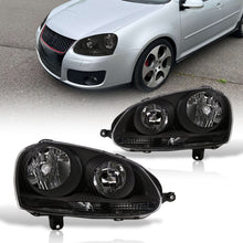Load image into Gallery viewer, Volkswagen Golf 2006-2008 / Rabbit 2006-2008 / Jetta 2006-2010 Factory Style Headlights Black Housing Clear Len Clear Reflector (Halogen Models Only)
