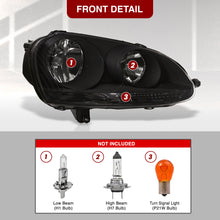 Load image into Gallery viewer, Volkswagen Golf 2006-2008 / Rabbit 2006-2008 / Jetta 2006-2010 Factory Style Headlights Black Housing Clear Len Clear Reflector (Halogen Models Only)

