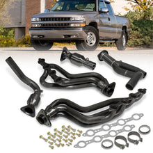 Load image into Gallery viewer, Chevrolet Silverado 1500 1999-2006 / Avalanche 1500 2002-2005 / Suburban 1500 2000-2004 / Tahoe 2000-2004 / GMC Sierra 1999-2006 / Yukon 2001-2004 / Yukon XL 2001-2004 Stainless Steel Long Tube Exhaust Header Black + Resonated Y-Pipe
