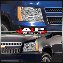 Load image into Gallery viewer, Chevrolet Suburban 2007-2014 / Tahoe 2007-2014 / Avalanche 2007-2013 Factory Style Headlights Chrome Housing Clear Len Amber Reflector

