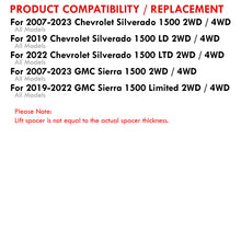 Load image into Gallery viewer, Chevrolet Silverado 1500 2007-2023 / GMC Sierra 1500 2007-2023 3&quot; Front 2&quot; Rear Leveling Lift Kit Black
