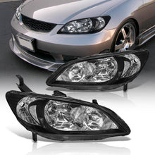 Load image into Gallery viewer, Honda Civic 2004-2005 Factory Style Headlights Black Housing Clear Len Clear Reflector

