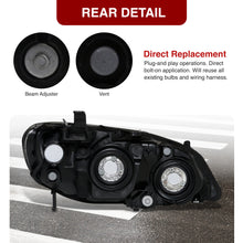 Load image into Gallery viewer, Honda Civic 2004-2005 Factory Style Headlights Black Housing Clear Len Clear Reflector
