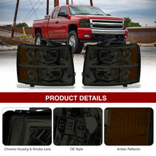 Load image into Gallery viewer, Chevrolet Silverado 2007-2013 Factory Style Headlights Chrome Housing Smoke Len Amber Reflector
