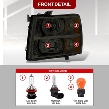 Load image into Gallery viewer, Chevrolet Silverado 2007-2013 Factory Style Headlights Chrome Housing Smoke Len Amber Reflector
