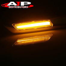 Load image into Gallery viewer, BMW 3 Series E60 E61 E82 E88 E90 E91 E92 E93 (Non-M3 Models) 2004-2010 Front Amber Sequential LED Side Marker Lights Clear Len + 3D Silver Chrome Finishes (F10 Style)
