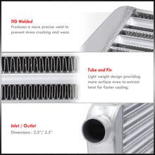 Load image into Gallery viewer, Universal Aluminum Intercooler (Tube &amp; Fin | Overall: 18.5&quot; x 11.75&quot; x 2.5&quot; | Core: 11.0&quot; x 11.75&quot; x 2.5&quot; | Inlet/Outlet: 2.5&quot;)
