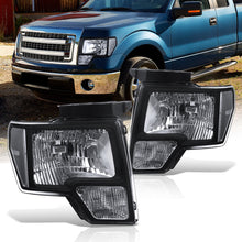 Load image into Gallery viewer, Ford F150 2009-2014 Factory Style Headlights Black Housing Clear Len Clear Reflector (Halogen Models Only)
