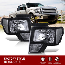 Load image into Gallery viewer, Ford F150 2009-2014 Factory Style Headlights Black Housing Clear Len Clear Reflector (Halogen Models Only)
