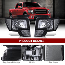 Load image into Gallery viewer, Ford F150 2009-2014 Factory Style Headlights Black Housing Clear Len Clear Reflector (Halogen Models Only)
