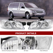 Load image into Gallery viewer, Chevrolet Venture 1997-2005 Factory Style Headlights Chrome Housing Clear Len Clear Reflector

