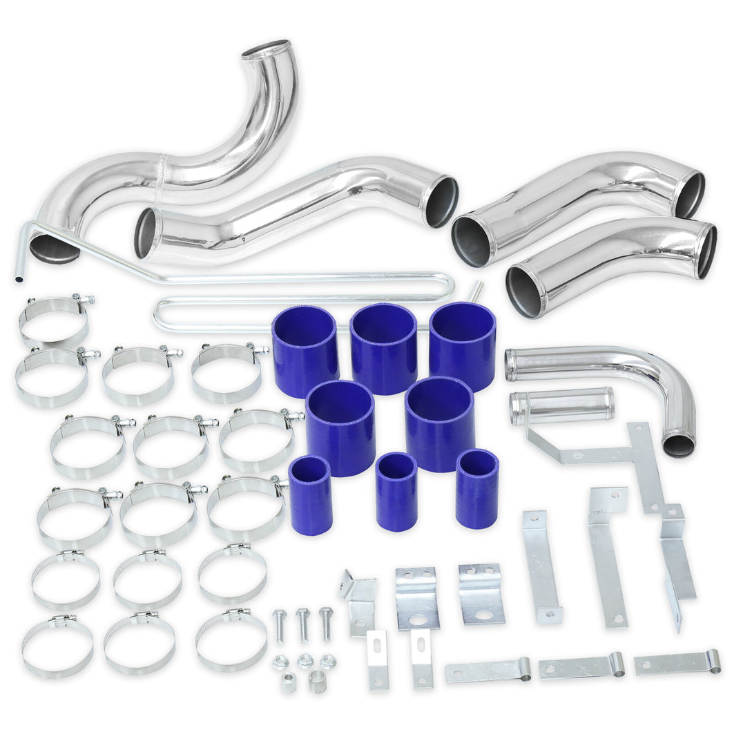 Mazda RX7 FD3S 1992-1997 Bolt-On Aluminum Polished Piping Kit + Blue Couplers