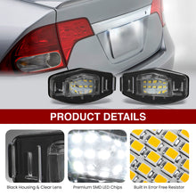 Load image into Gallery viewer, Acura MDX RL TL TSX / Honda Accord Civic Odyssey White SMD LED License Plate Lights Clear Len
