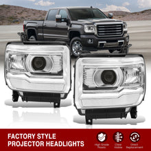 Load image into Gallery viewer, GMC Sierra 1500 2014-2018 / Sierra 2500HD 3500HD 2015-2019 Factory Style Projector Headlights Chrome Housing Clear Len Clear Reflector (Halogen Models Only)
