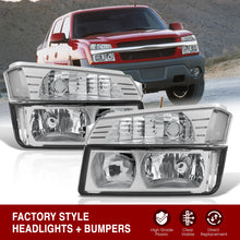 Load image into Gallery viewer, Chevrolet Avalanche (Plastic Body Cladding Models Only) 2002-2006 Factory Style Headlights + Bumpers Chrome Housing Clear Len Clear Reflector
